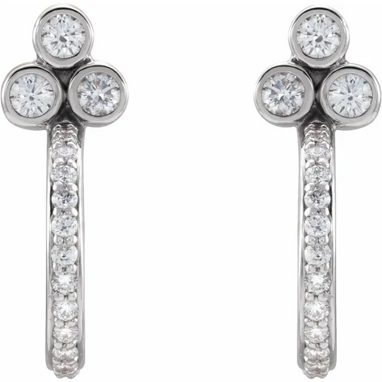 Platinum 1/2 CTW Diamond Hoop Earrings