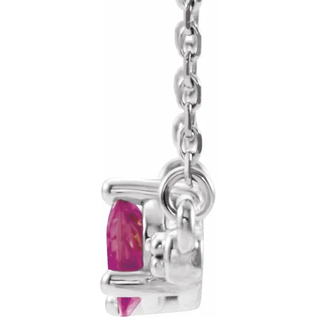 Platinum Pink Tourmaline & 1/10 CTW Diamond 16" Necklace-