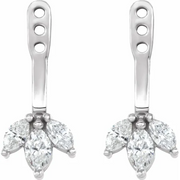 14K White 1/4 CTW Diamond Cluster Front-Back Earring Jackets