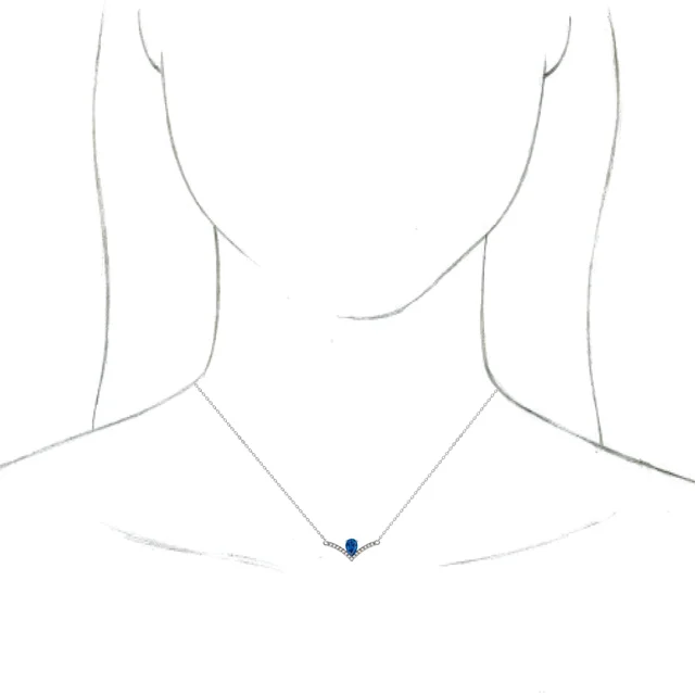 14K White Lab-Grown Blue Sapphire & .6 CTW Diamond 16" Necklace