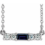 Platinum Blue Sapphire & 1/5 CTW Diamond 18" Necklace