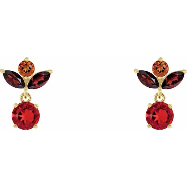 14K Yellow Multi-Gemstone Earrings-