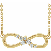 14K Yellow 1/8 CTW Diamond Infinity-Inspired Bar 16" Necklace