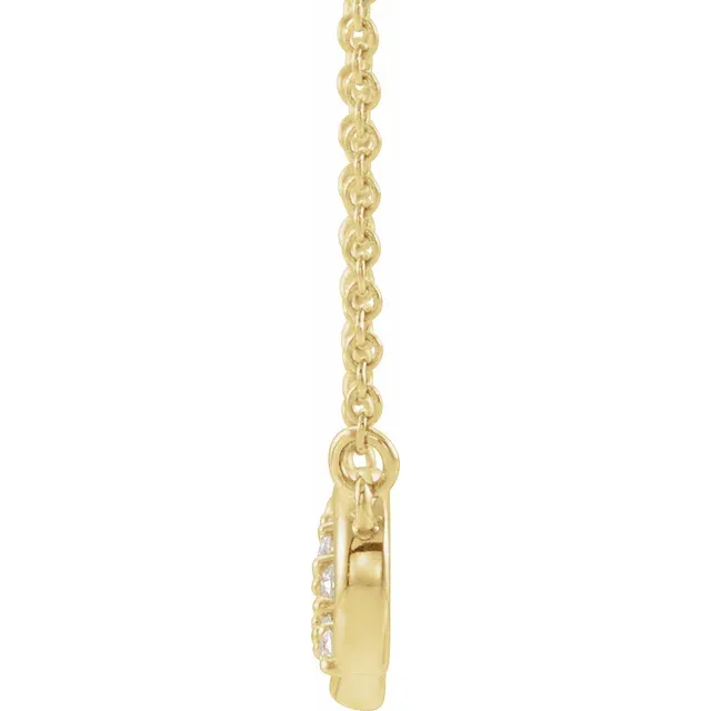 14K Yellow 1/8 CTW Diamond Infinity-Inspired Bar 16" Necklace-