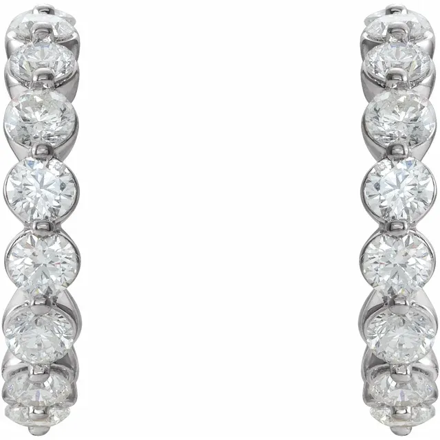 14K White 1/4 CTW Diamond Hoop Earrings-