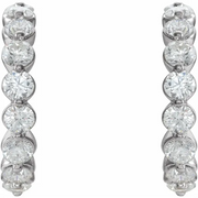 14K White 1/4 CTW Diamond Hoop Earrings