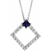 14K White Sapphire & 3/8 CTW Diamond 16-18" Necklace