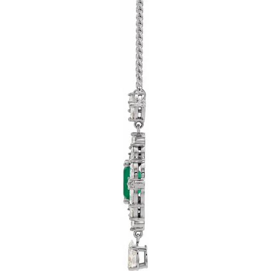 14K White Emerald & 1 1/4 CTW Diamond 16" Necklace