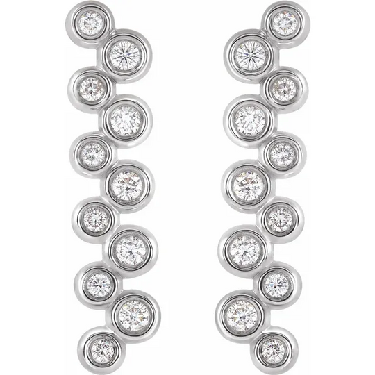 14K White 1/3 CTW Diamond Bezel-Set Bar Earrings