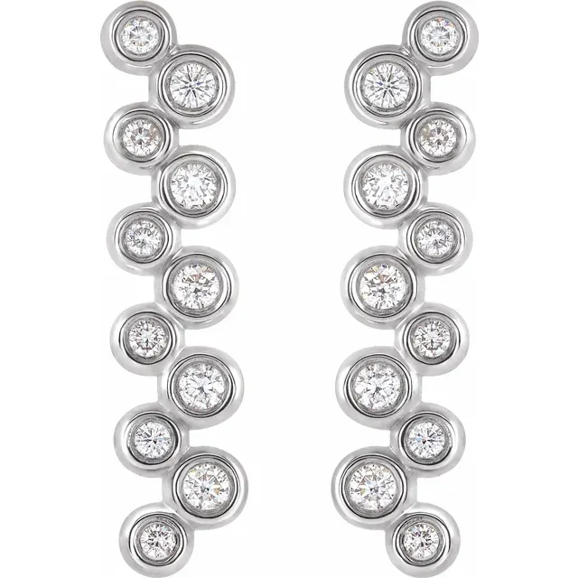 14K White 1/3 CTW Diamond Bezel-Set Bar Earrings