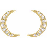 14K Yellow 1/1 CTW Diamond Crescent Moon Earrings