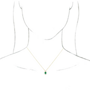 14K Yellow Emerald & 1/6 CTW Diamond 16-18" Necklace