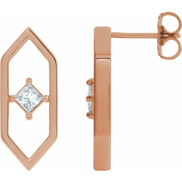 14K Rose 1/3 CTW Diamond Geometric Earrings-