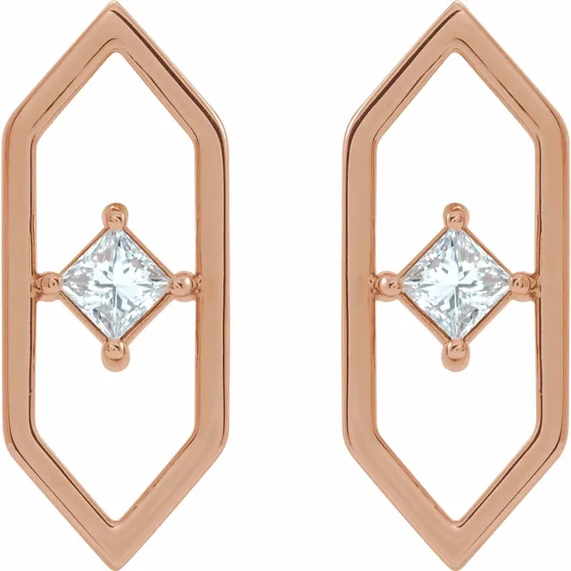 14K Rose 1/3 CTW Diamond Geometric Earrings-