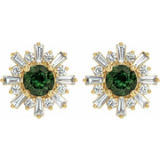 14K Yellow Green Tourmaline & 3/4 CTW Diamond Earrings