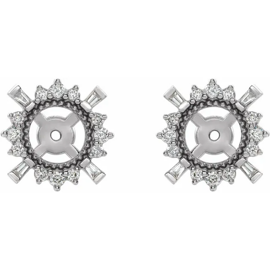 14K White 1/6 CTW Diamond Earrings Jackets with 4.9 mm ID