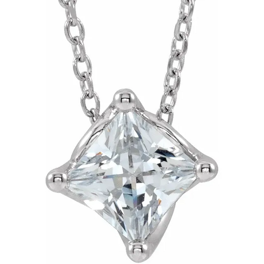 Platinum 1/2 CT Diamond Solitaire 16-18" Necklace