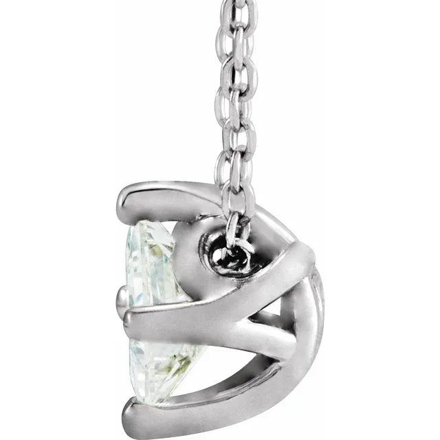 Platinum 1/2 CT Diamond Solitaire 16-18" Necklace-