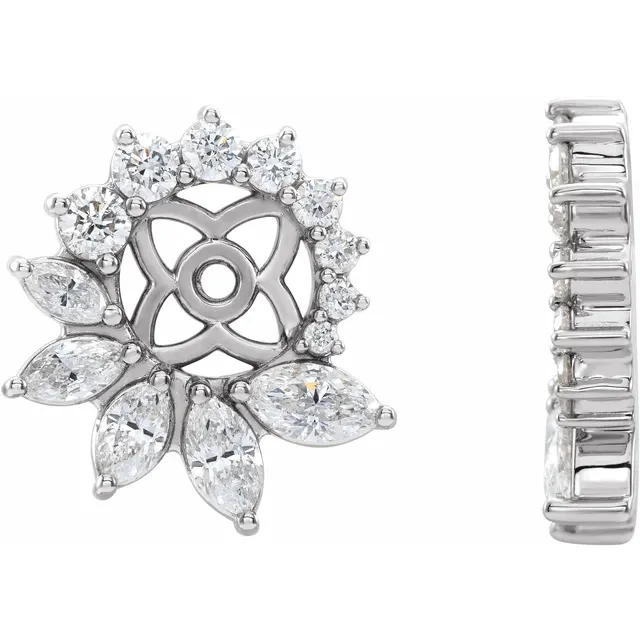 14K White 7/8 CTW Diamond Earring Jackets with 6 mm ID-