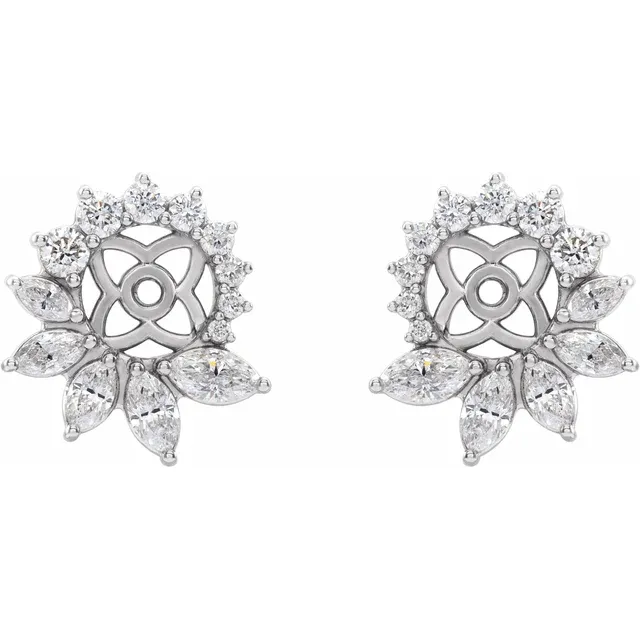 14K White 7/8 CTW Diamond Earring Jackets with 6 mm ID-