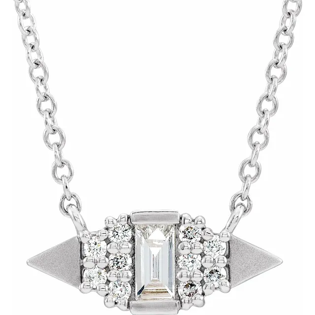 14K White 1/6 CTW Diamond Semi-Set Geometric 18" Necklace