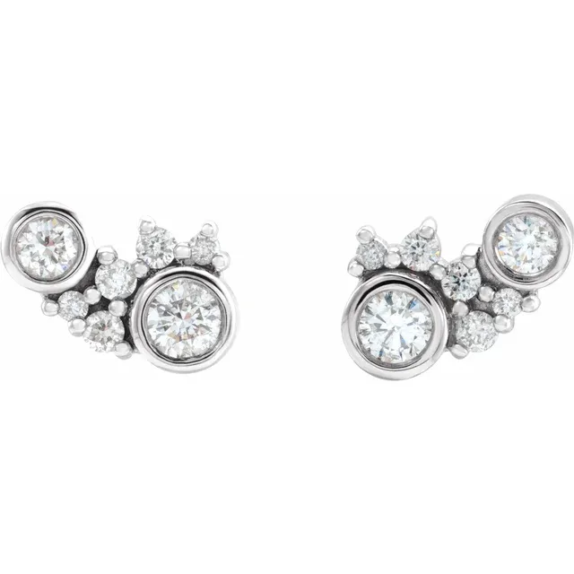 14K White 1/4 CTW Diamond Scattered Bezel-Set Earrings