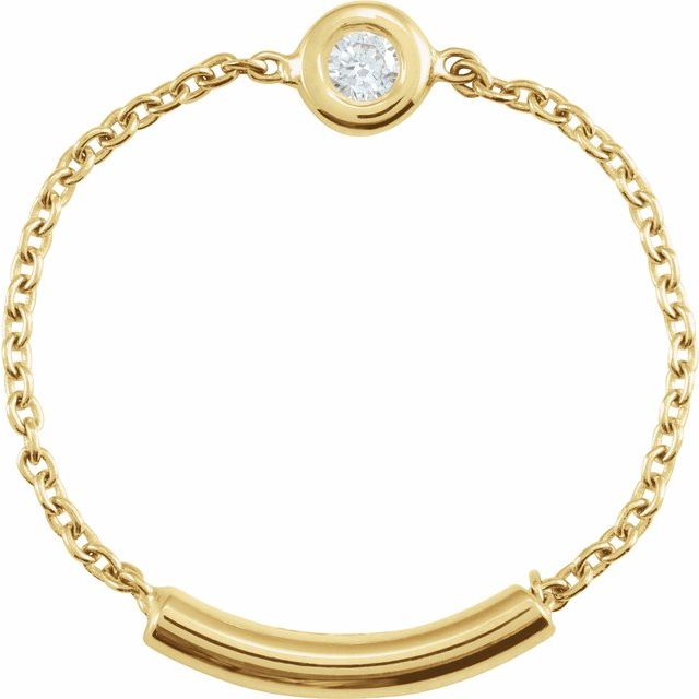 14K Yellow .02 CT Natural Diamond Bezel-Set Chain Ring-