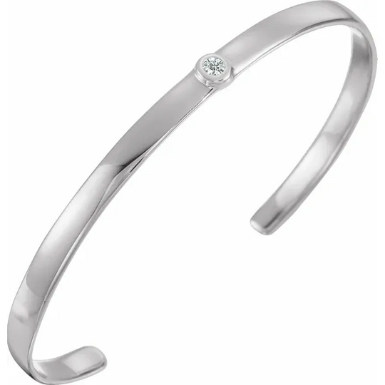 14K White 1/1 CT Diamond Cuff 6" Bracelet