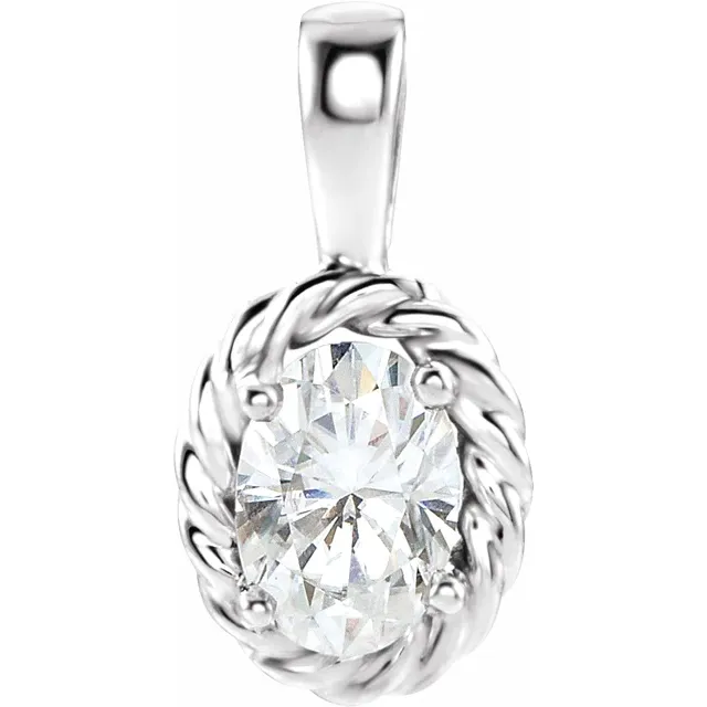 14K White Forever One Moissanite Pendant-