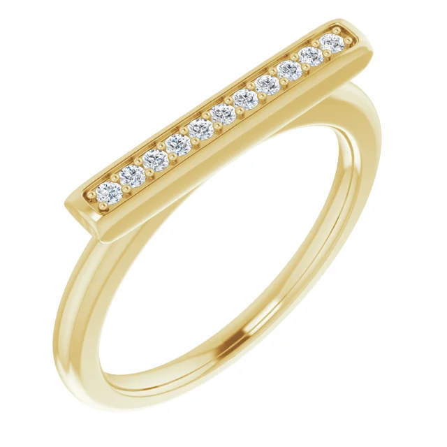 14K Yellow 1/1 CTW Diamond Bar Ring