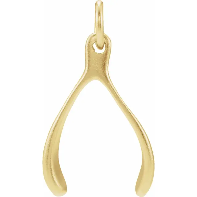 Sterling Silver Plated with 24K Gold Wishbone Charm-