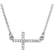 14K White .7 CTW Diamond Sideways Cross 16-18" Necklace