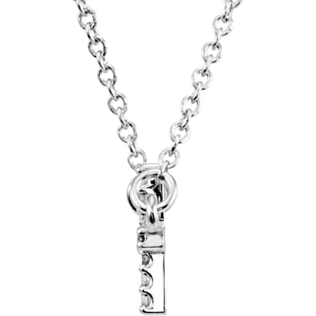 14K White .07 CTW Diamond Sideways Cross 16-18" Necklace-