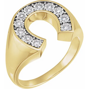 14K Yellow & White 1/4 CTW Diamond Men's Horseshoe Ring