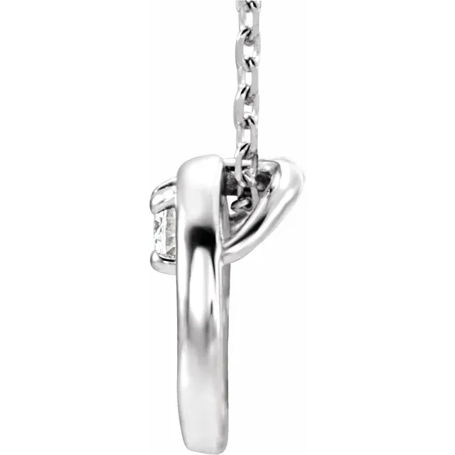 14K White 3 mm Round Forever One Moissanite 18" Necklace-