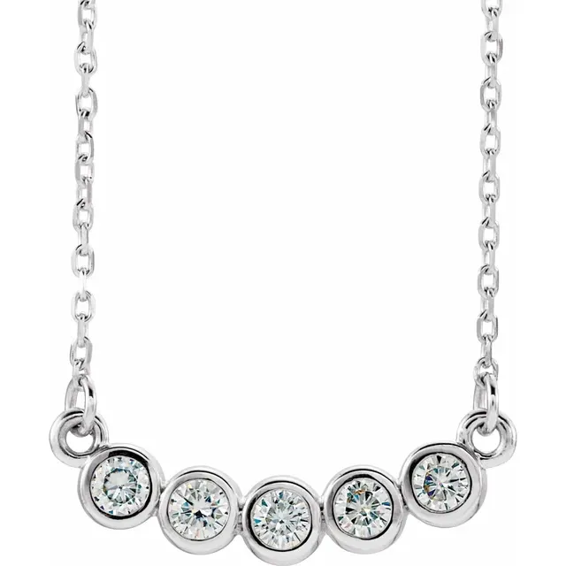 14K White 2.5 mm Round Forever One Moissanite 18" Necklace-