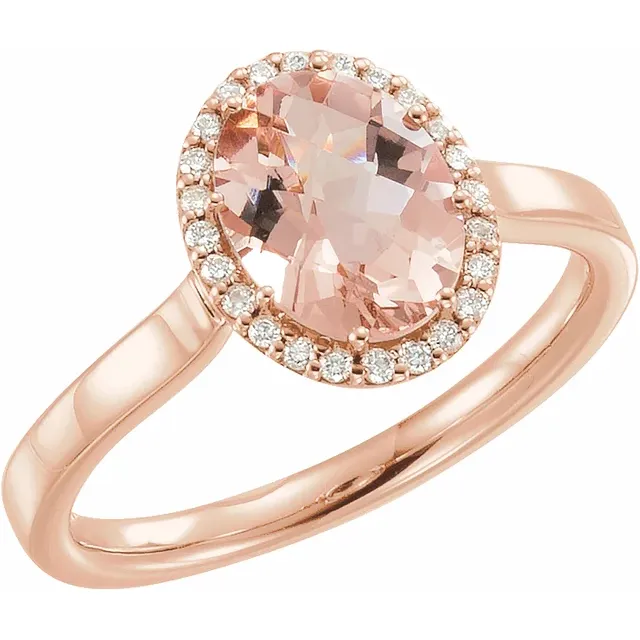 14K Rose Morganite & 1/8 CTW Diamond Ring-