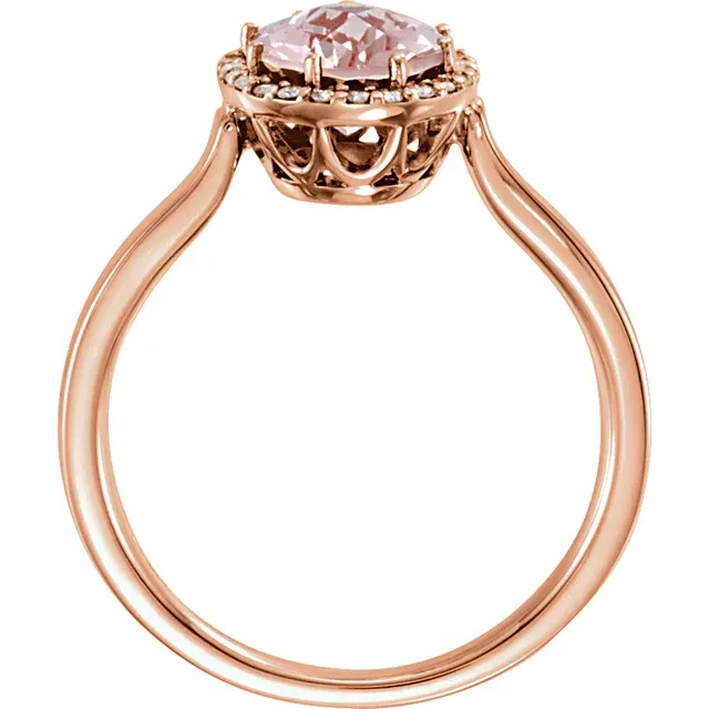 14K Rose Morganite & 1/8 CTW Diamond Ring
