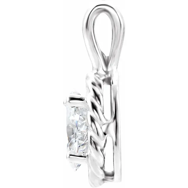 14K White Forever One Moissanite Pendant-