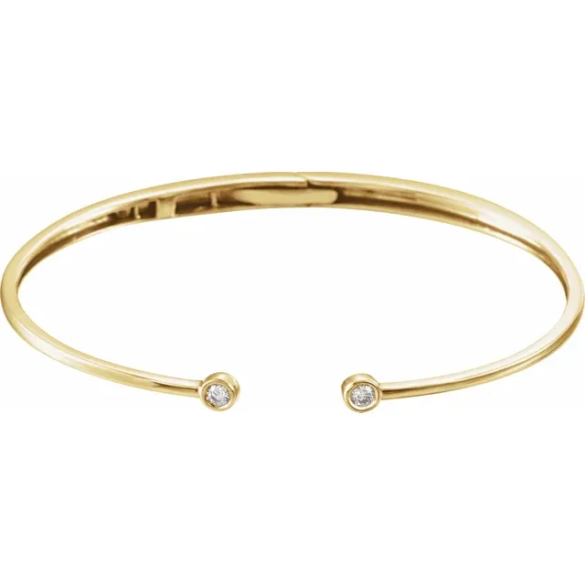 14K Yellow 1/6 CTW Diamond Hinged Cuff Bracelet-