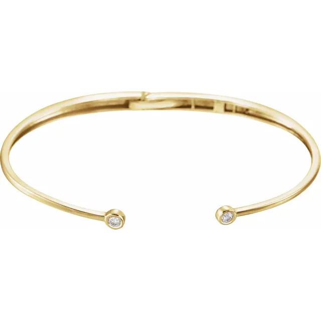 14K Yellow 1/6 CTW Diamond Hinged Cuff Bracelet-