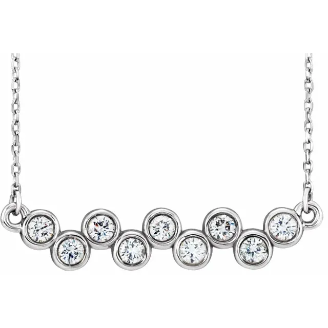 14K White 2.5 mm Round Forever One Moissanite 18" Necklace-