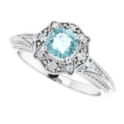 14K White Sky Blue Topaz & .8 CTW Diamond Ring
