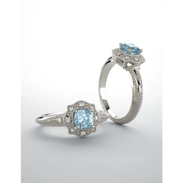 14K White Sky Blue Topaz & .8 CTW Diamond Ring