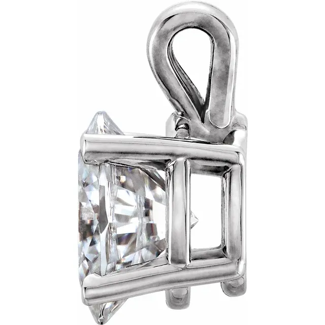 14K White 8x6 mm Oval Forever One Moissanite Pendant-