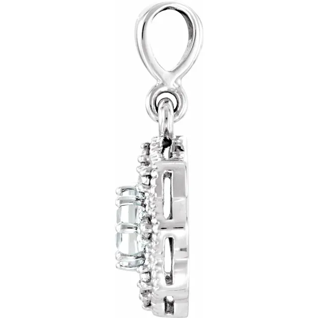 14K White 4 mm Round Forever One Moissanite & .06 CTW Diamond Pendant-