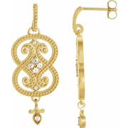 14K Yellow 1/6 CTW Diamond Vintage-Inspired Earrings