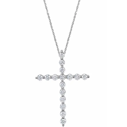 14K Rose 1/4 CTW Diamond Cross Pendant