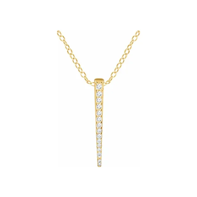14K Yellow 1/4 CTW Diamond Graduated 16-18" Bar Necklace-