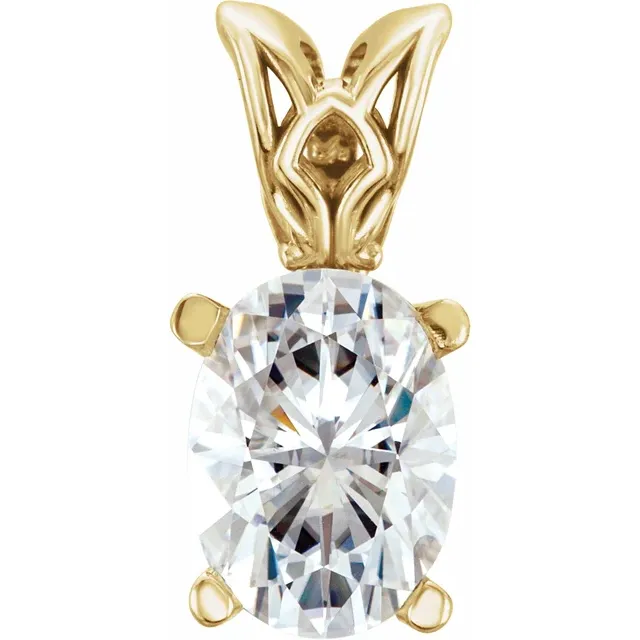 14K Yellow Forever One Colorless Created Moissanite Pendant-